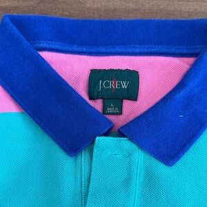 J.Crew Blue and Pink Polo Shirt